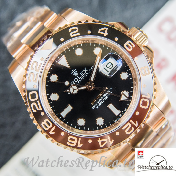 Swiss Rolex GMT-Master Replica 126716 Rose Gold strap 40MM - WatchesReplica.is
