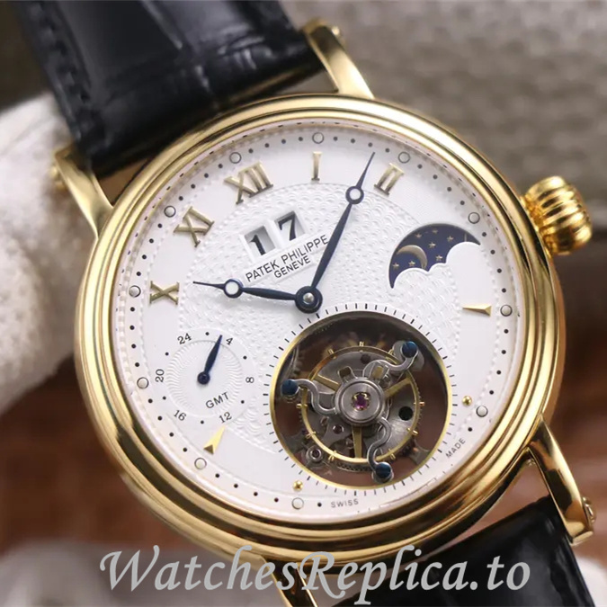 Patek Philippe Replica Complications Leather Rubber strap 42MM - WatchesReplica.is