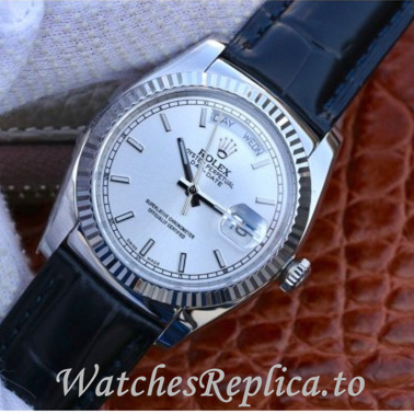 Swiss Rolex Day Date Replica 118135 Leather strap 36MM - WatchesReplica.is