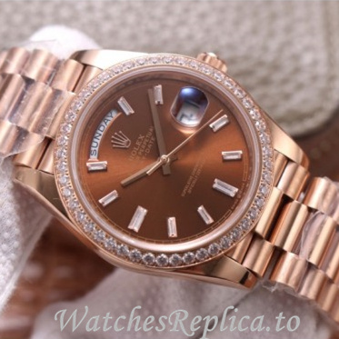 Swiss Rolex Day Date Replica 228345 Rose Gold strap 40MM - WatchesReplica.is
