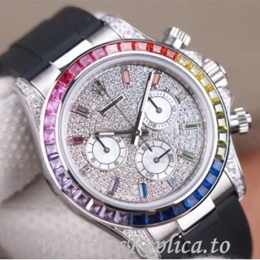 Swiss Rolex Daytona Replica 116598RBOW Rubber strap 40MM - WatchesReplica.is