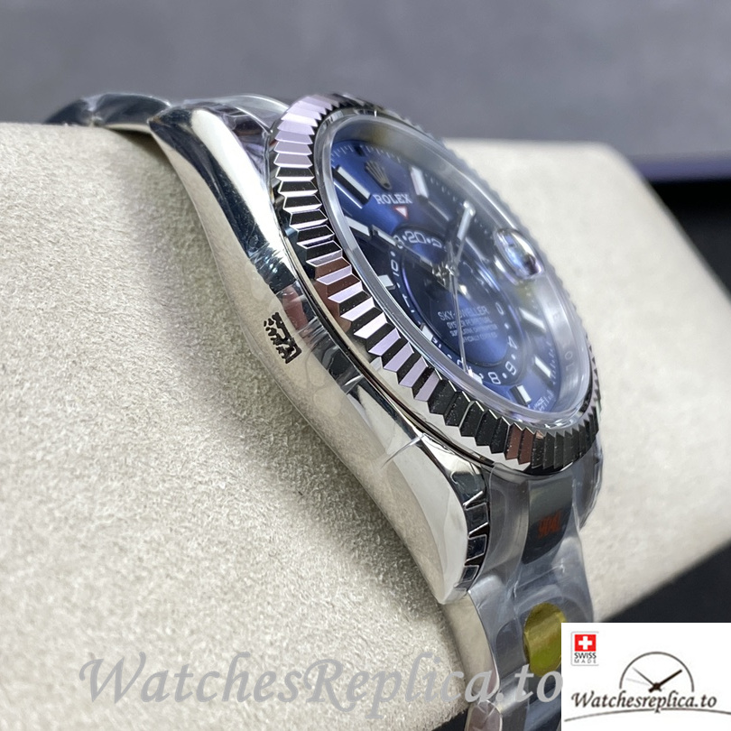 Swiss Rolex Sky Dweller Replica Stainless steel strap 42MM Blue Dial - WatchesReplica.is