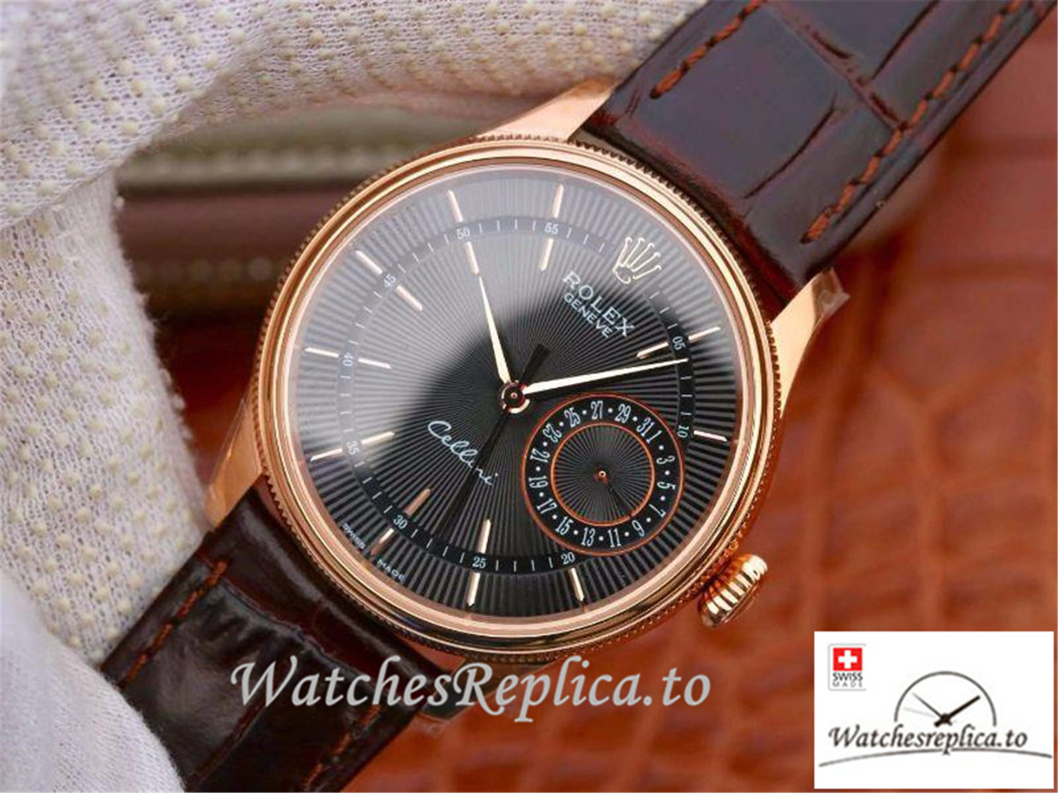 Swiss Rolex Celini Replica 50515 Black Dial 39MM - WatchesReplica.is