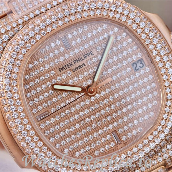 Patek Philippe Replica Nautilus Rose Gold strap 40MM - WatchesReplica.is