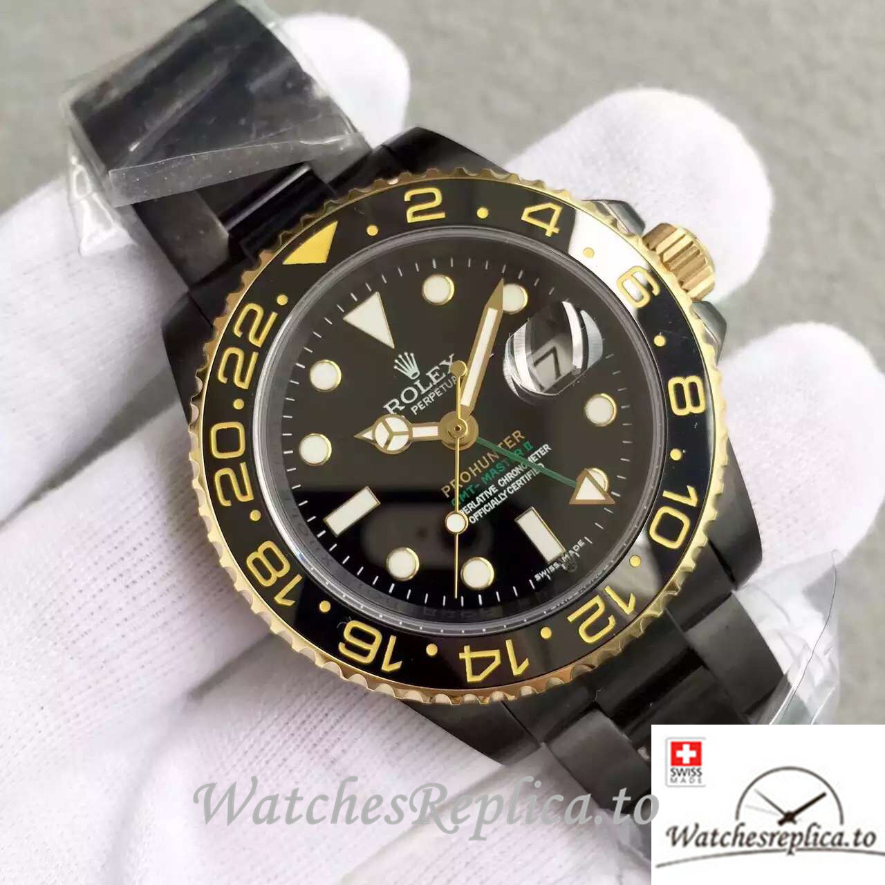 Swiss Rolex GMT Master Replica 116713-LN-78203 Stainless steel strap 40MM - WatchesReplica.is