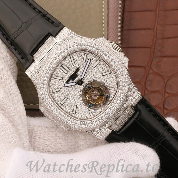 Patek Philippe Replica Nautilus Leather strap 40MM - WatchesReplica.is