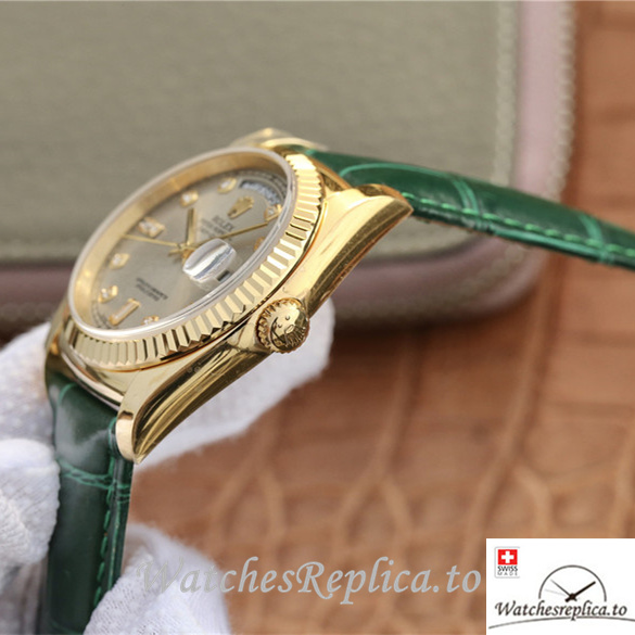 Swiss Rolex Day-Date Replica 118138-0135 Leather strap 36MM - WatchesReplica.is