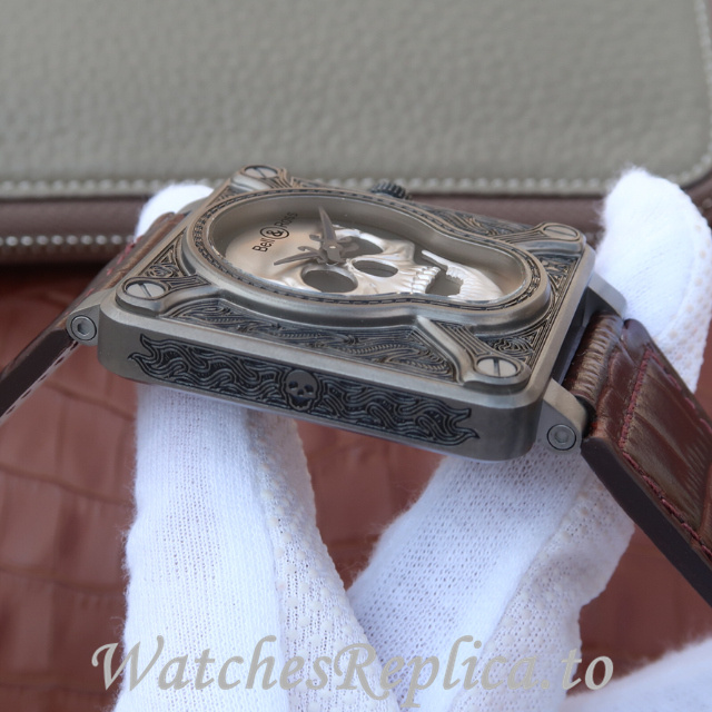 Bell Ross Replica Aviation BR01 Leather strap 46MM - WatchesReplica.is