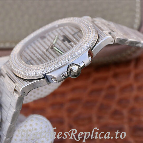Patek Philippe Replica Nautilus White Gold strap 40MM - WatchesReplica.is