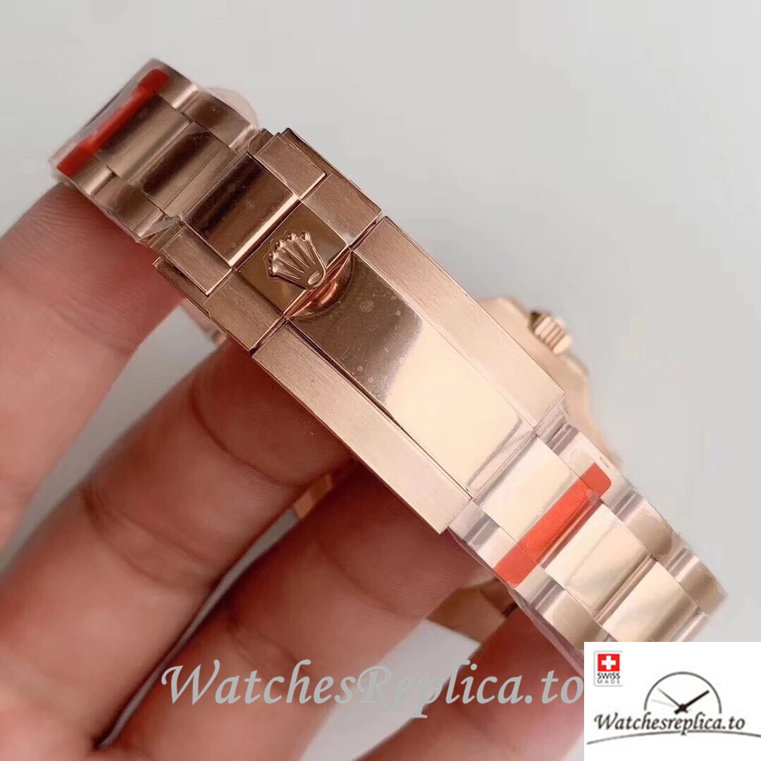 Swiss Rolex GMT-Master Replica 126715 Rose Gold strap 40MM - WatchesReplica.is