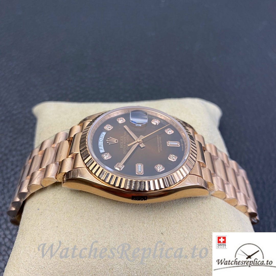 Swiss Rolex Datejust Replica 126233 Rose Gold strap 36MM - WatchesReplica.is