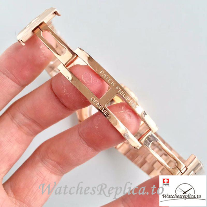 Swiss Patek Philippe Nautilus Moonphase Replica 5712R-001 Rose Gold Strap 40MM - WatchesReplica.is