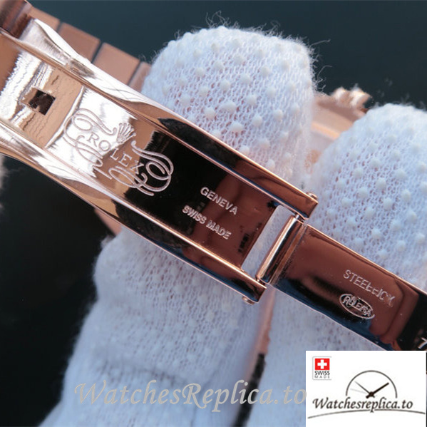 Swiss Rolex Day-Date Replica 218399 Rose Gold strap 41MM - WatchesReplica.is