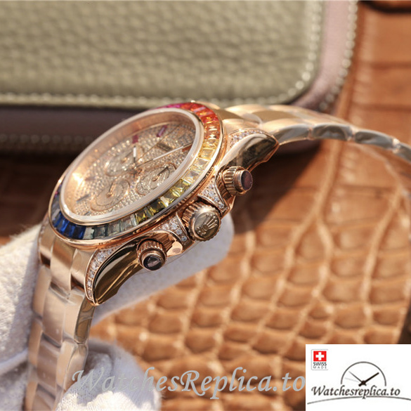 Swiss Rolex Daytona Replica 116505 Rose Gold strap 40MM - WatchesReplica.is