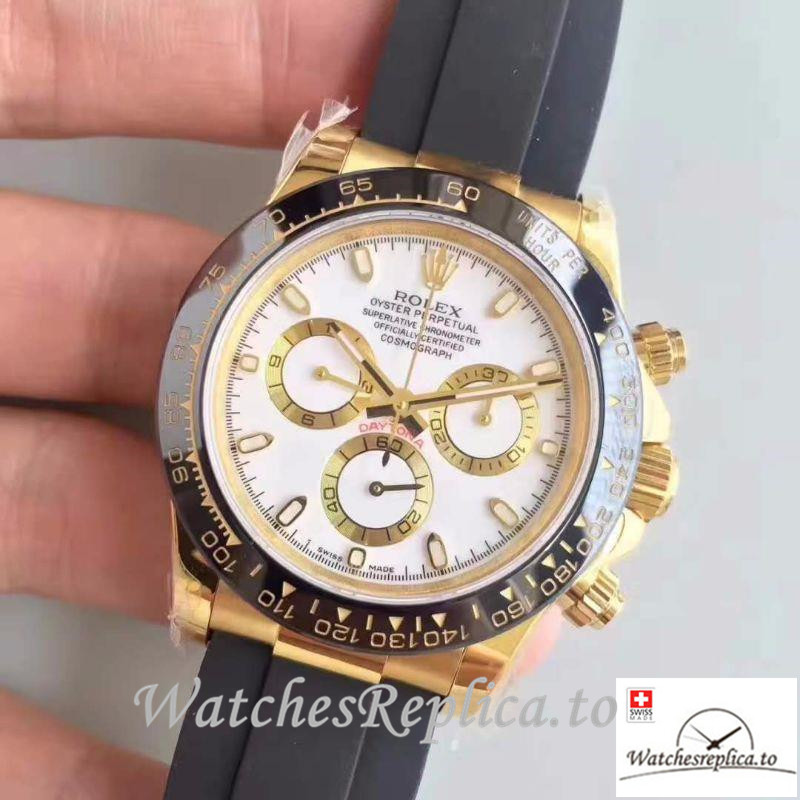 Swiss Rolex Daytona Cosmograph Replica 116518LN Rubber Strap 40MM - WatchesReplica.is