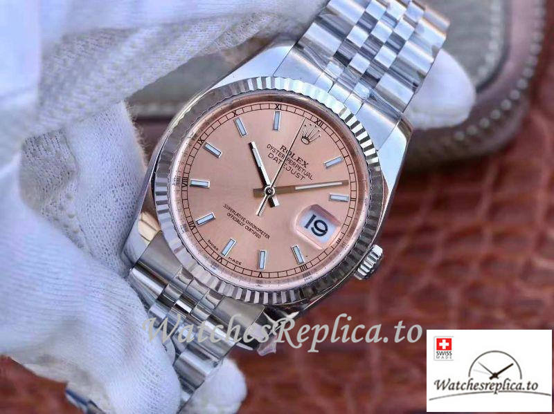 Swiss Rolex Datejust Replica 116234-0090 Rose Gold Dial 36MM - WatchesReplica.is