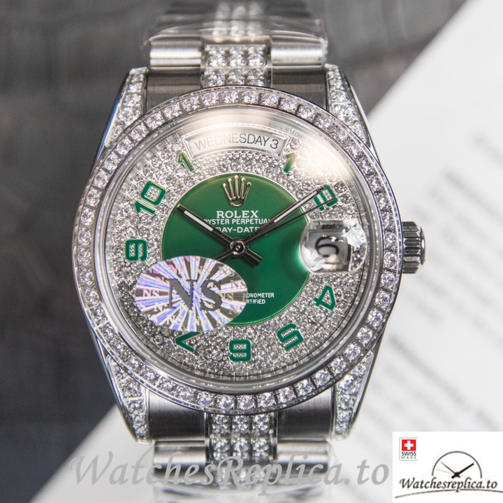 Swiss Rolex Day Date Replica Stainless steel strap 40MM - WatchesReplica.is