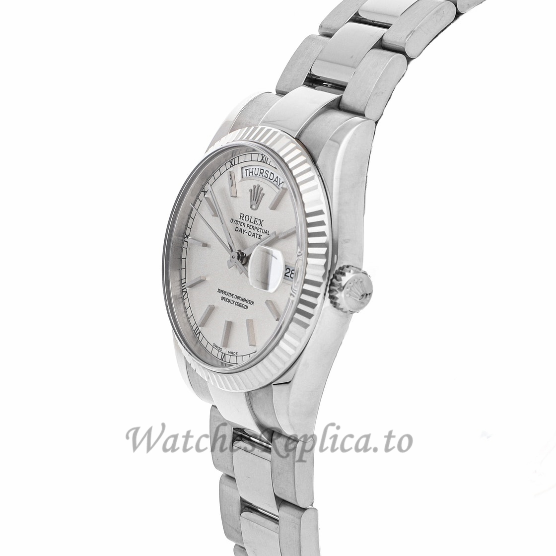 Rolex Replica Day-Date Silver Dial 118209 - WatchesReplica.is