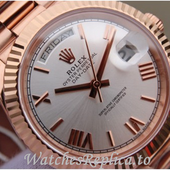 Swiss Rolex Day Date Replica 218238 Rose Gold strap 40MM - WatchesReplica.is