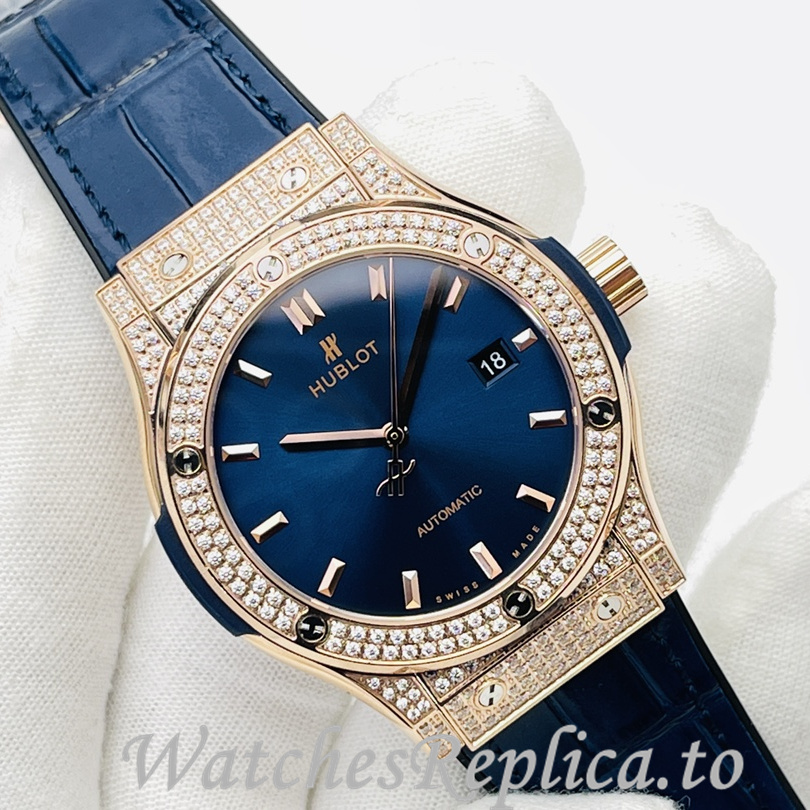 Hublot Replica Big Bang Sang Bleu Leather strap 42MM - WatchesReplica.is