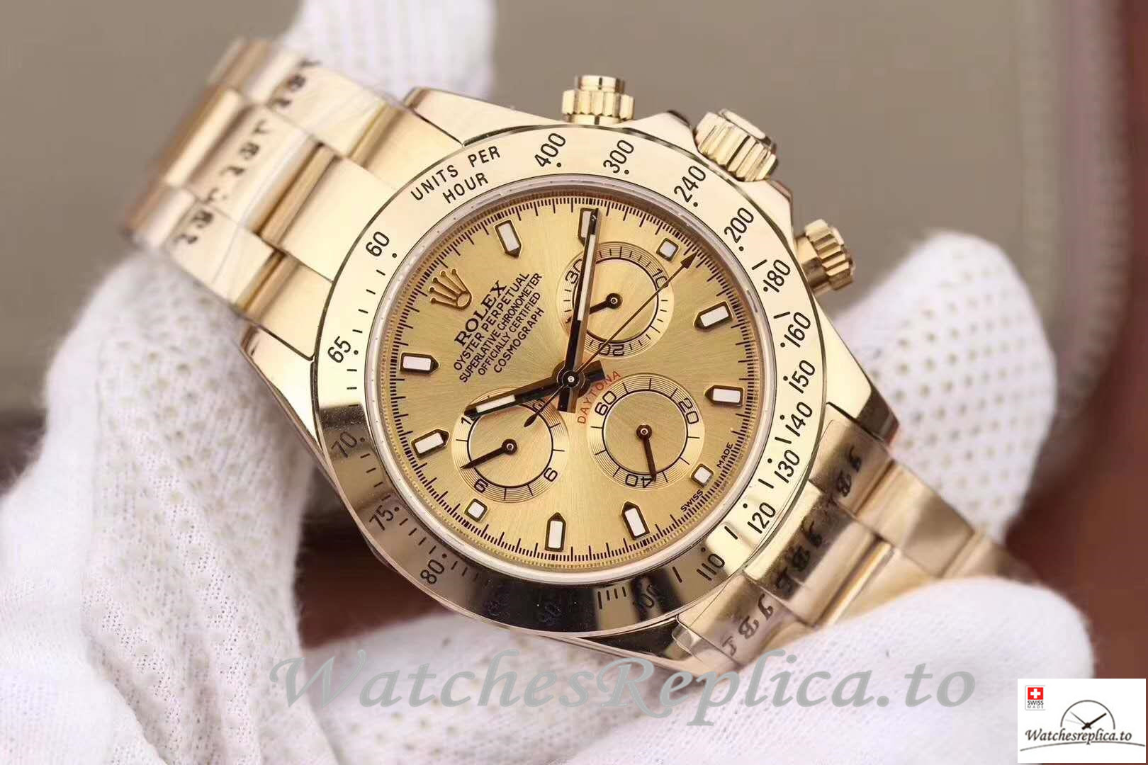 Swiss Rolex Daytona Cosmograph Replica 116503 004 Gold Strap 40MM - WatchesReplica.is