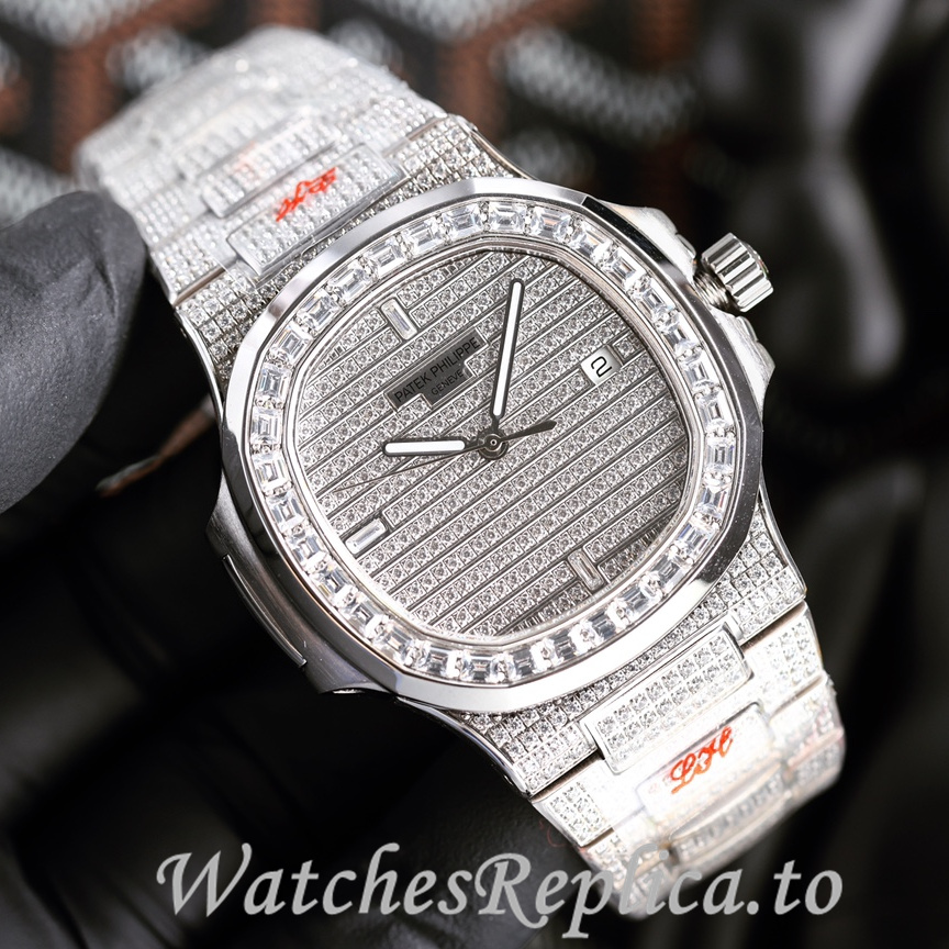 Patek Philippe Replica Nautilus 5711 Diamonds paved strap 40MM - WatchesReplica.is