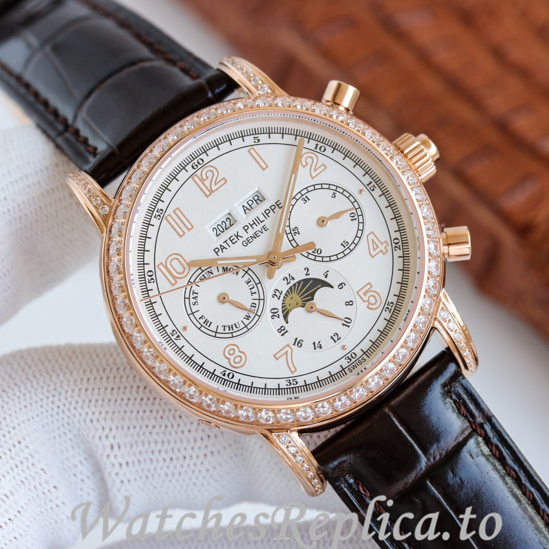Patek Philippe Replica Complications Leather strap 41MM - WatchesReplica.is