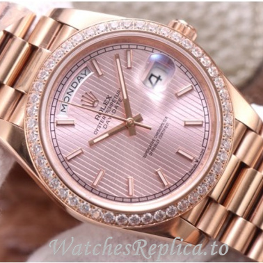 Swiss Rolex Day Date Replica 228345 Rose Gold strap 40MM - WatchesReplica.is