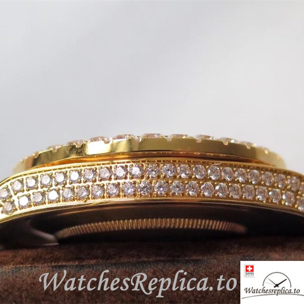 Swiss Rolex Day Date Replica Yellow Gold strap 40MM - WatchesReplica.is