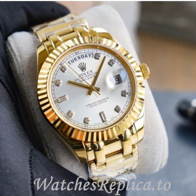 Swiss Rolex Day Date Replica 218238 Yellow Gold strap 40MM - WatchesReplica.is