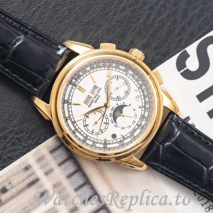 Patek Philippe Replica Complications Leather strap 41MM - WatchesReplica.is