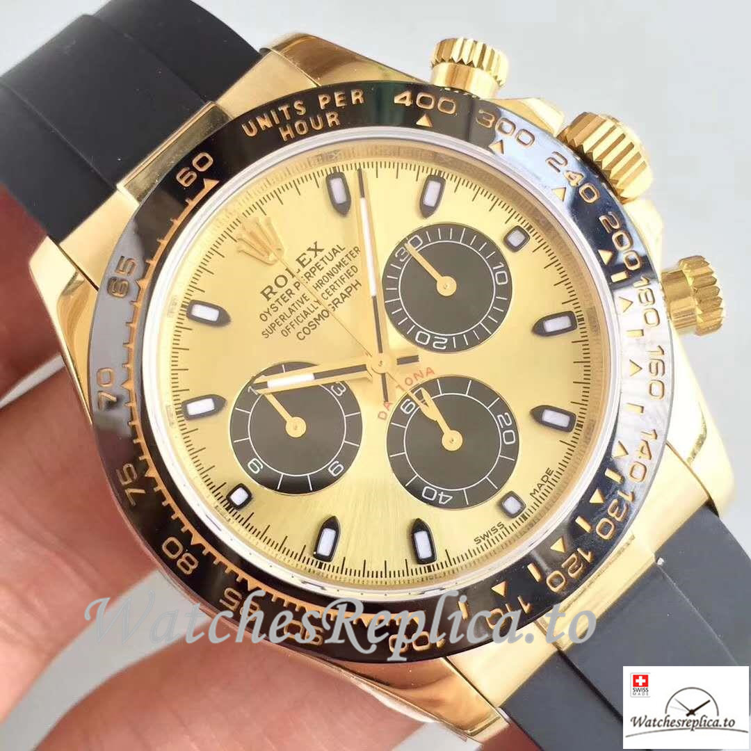 Swiss Rolex Daytona Cosmograph Replica 116518LN 001 Rubber Strap 40MM - WatchesReplica.is