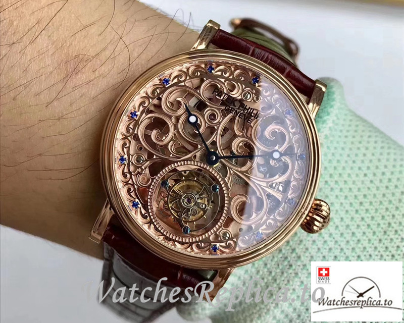 Swiss Patek Philippe Tourbillon Replica Brown Strap 42MM - WatchesReplica.is