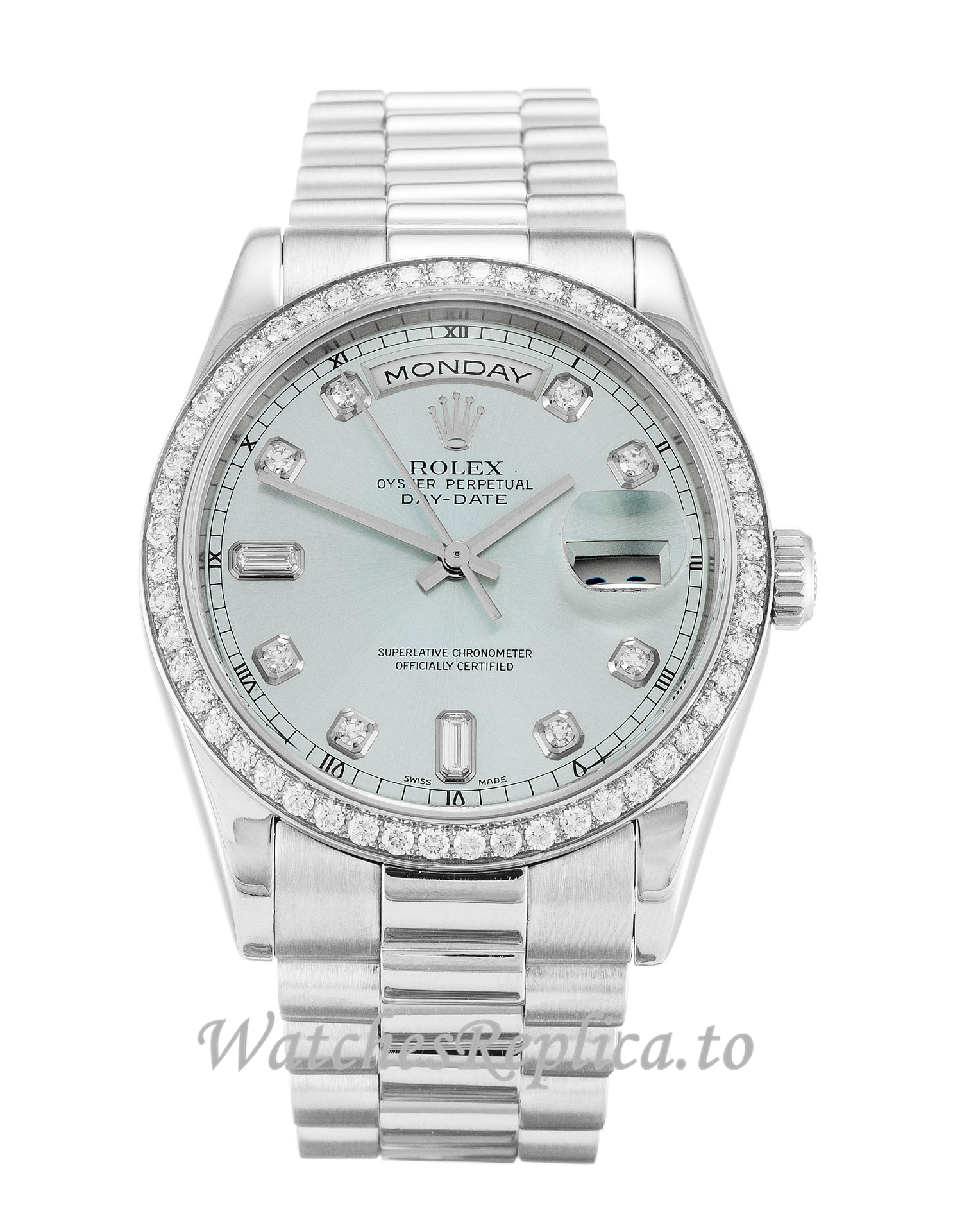 Rolex Day-Date Blue Diamond Dial 118346 - WatchesReplica.is