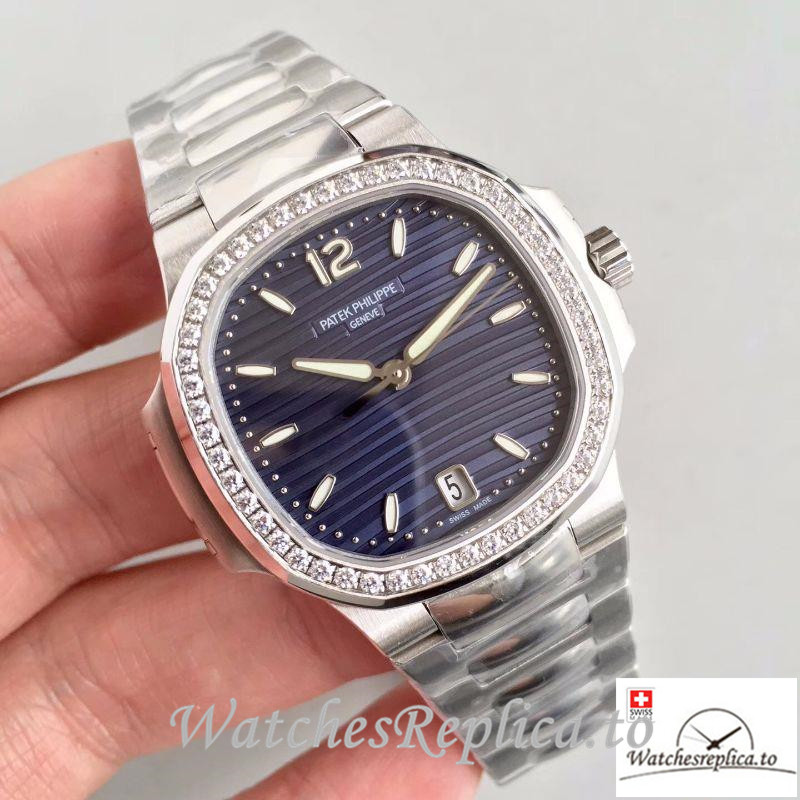 Swiss Patek Philippe Nautilus Ladies Replica 7018/1A-010 Diamonds Bezel 35.2MM - WatchesReplica.is