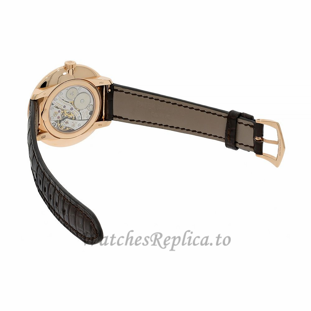 Patek Philippe Replica Calatrava Rose Gold Ivory Index Dial 41MM Watch 5123R001 - WatchesReplica.is