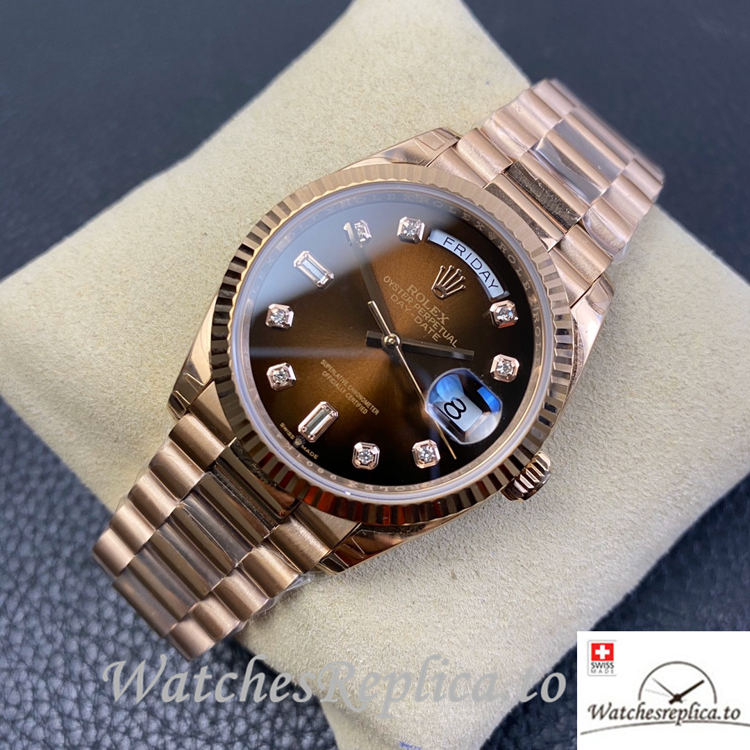 Swiss Rolex Datejust Replica 126233 Rose Gold strap 36MM - WatchesReplica.is