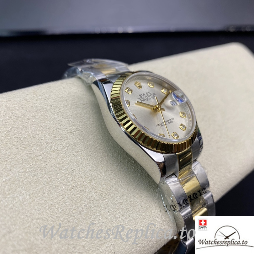 Swiss Rolex Datejust Replica 178384 Stainless steel strap 31MM Silver Dial - WatchesReplica.is