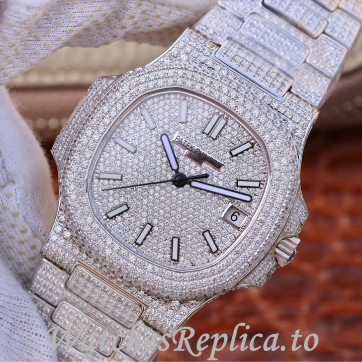 Patek Philippe Replica Nautilus 5719 White Gold strap 40MM - WatchesReplica.is