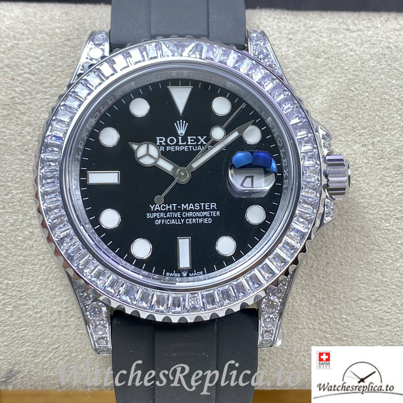 Swiss Rolex Yacht Master Replica 226679TBR Rubber strap 42MM Black Dial - WatchesReplica.is