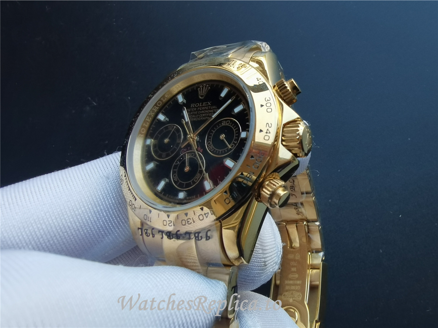 Swiss Rolex Daytona Cosmograph Replica 116528 Yellow Gold Bezel 40MM - WatchesReplica.is