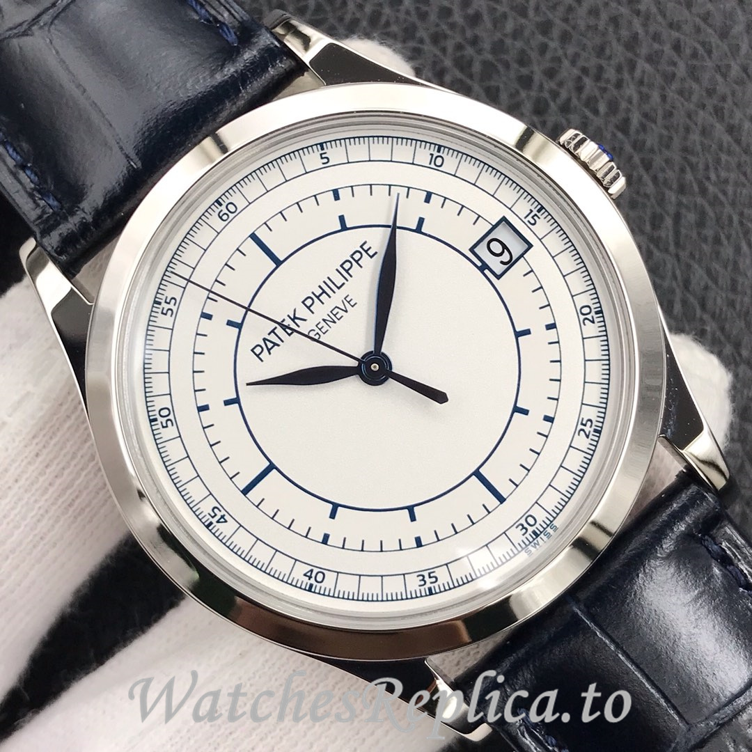 Patek Philippe Replica Calatrava 5296G Leather strap 38MM - WatchesReplica.is