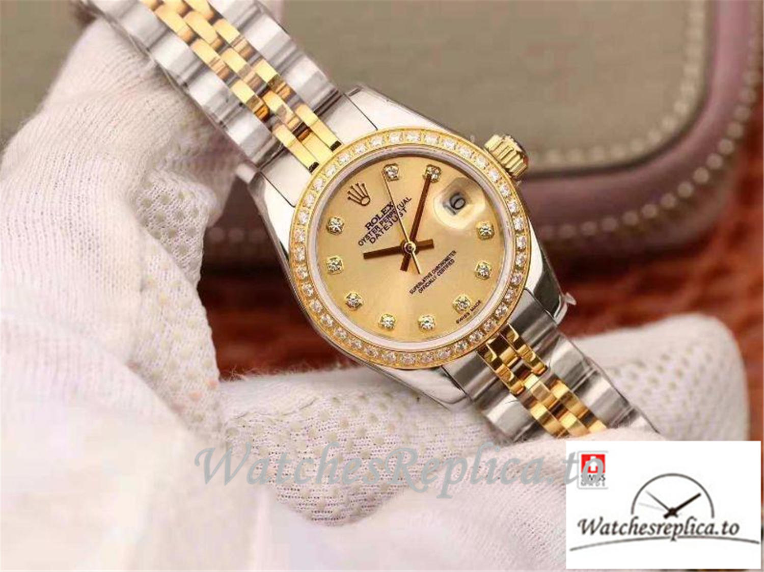 Swiss Rolex Datejust Replica 199865 Yellow Gold Dial 28MM - WatchesReplica.is