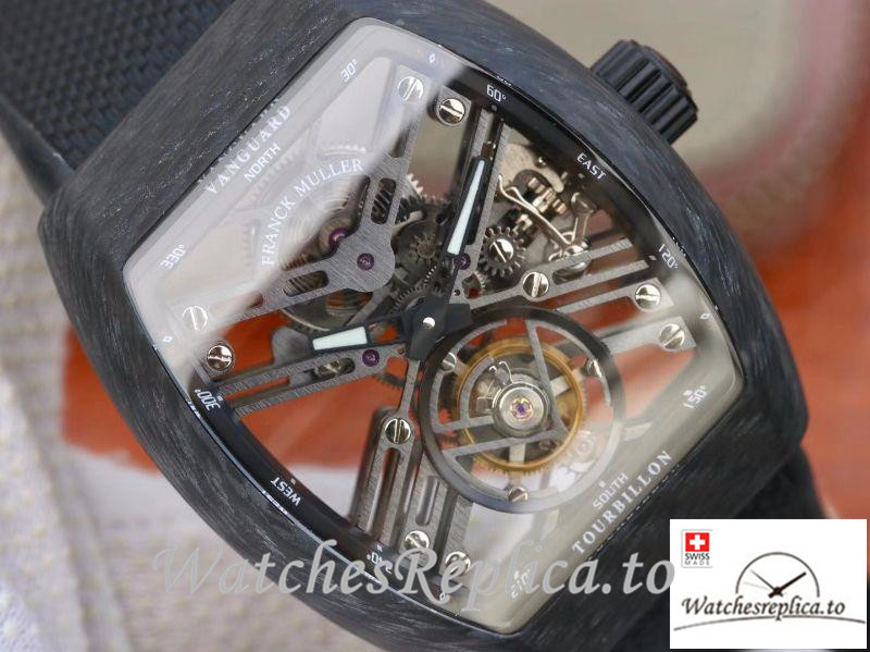 Swiss Franck Muller Vanguard Replica V45 T SQT Black Strap 44MM×53.7MM - WatchesReplica.is