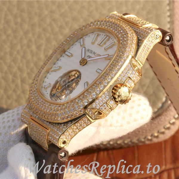Patek Philippe Replica Nautilus Leather strap 40MM - WatchesReplica.is