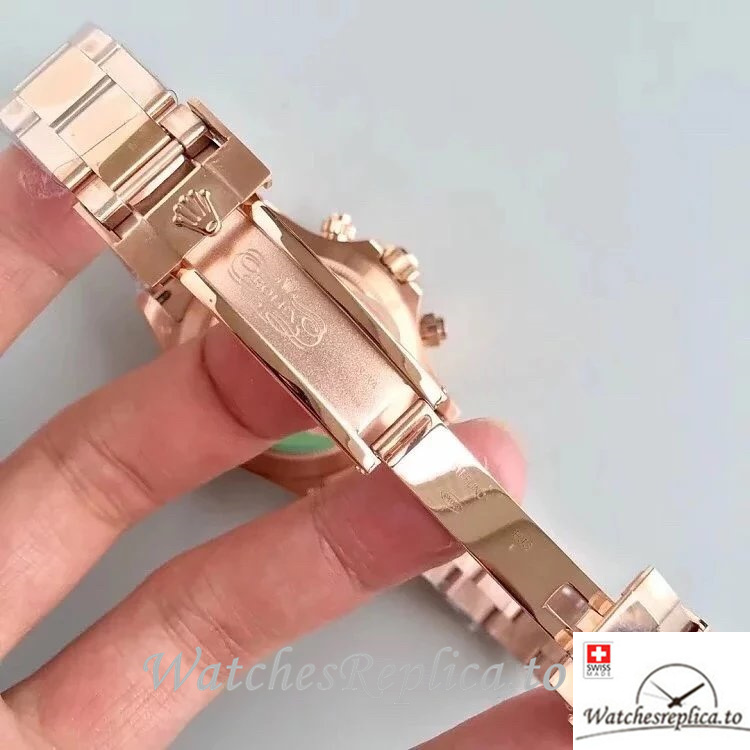 Swiss Rolex Daytona Replica 116505 Rose Gold strap 40MM - WatchesReplica.is