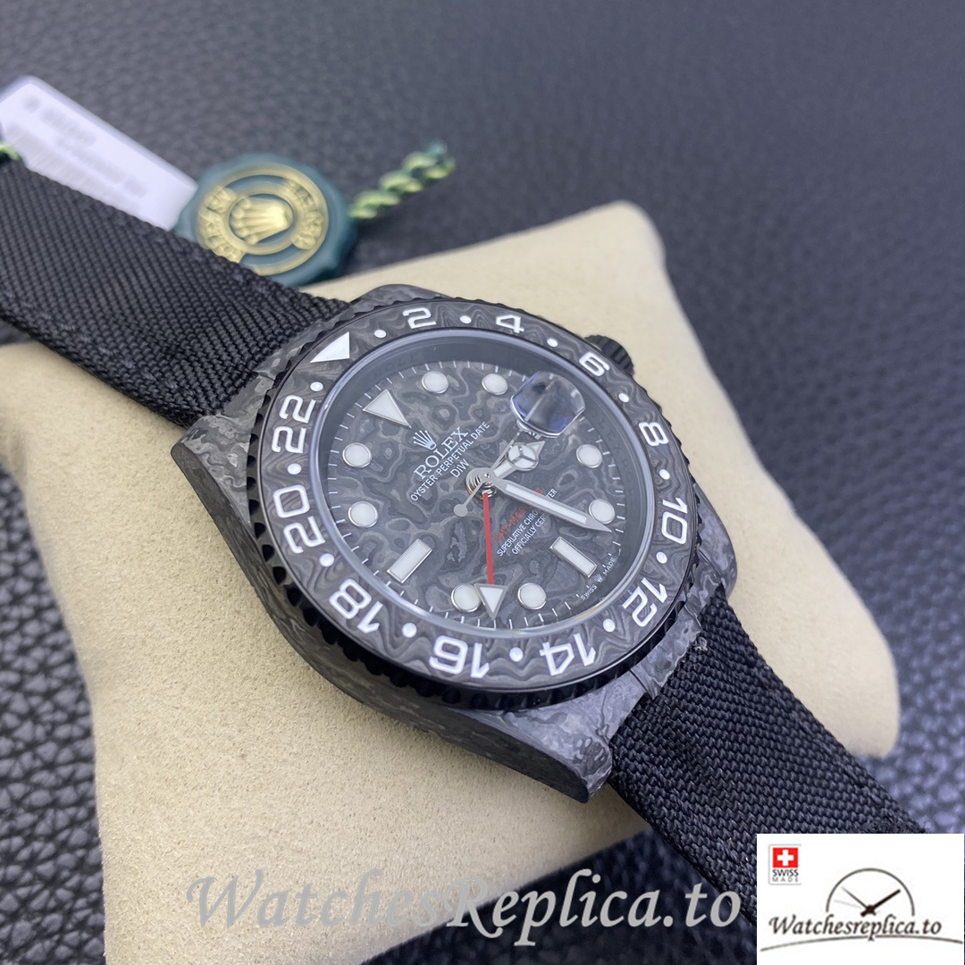 Swiss Rolex GMT Master Electro Carbon Carbon fiber strap 40MM - WatchesReplica.is