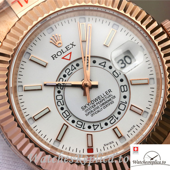 Swiss Rolex Oyster Perpetual Replica 326935-0005 Rose Gold strap 42MM - WatchesReplica.is