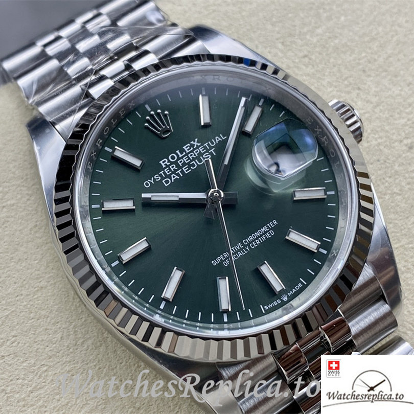 Swiss Rolex Datejust Replica 126234 Stainless steel strap 36MM Green Dial - WatchesReplica.is