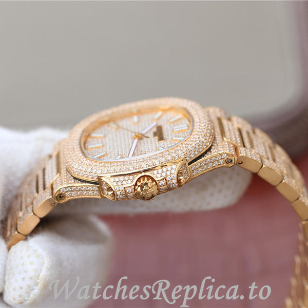 Patek Philippe Replica Nautilus Yellow Gold strap 40MM - WatchesReplica.is